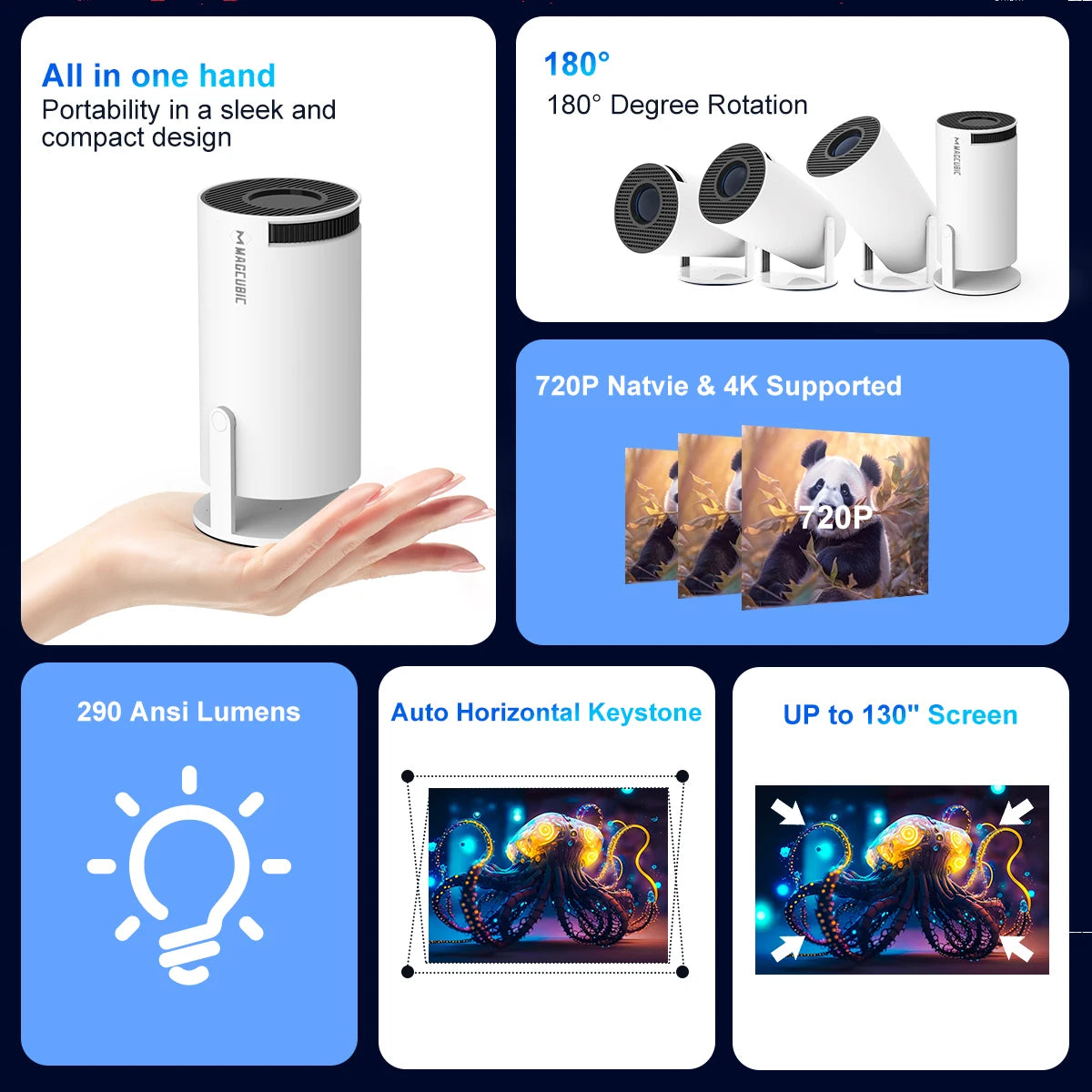 Mini Projektor Full HD 1080P – Kompakt, Smart & Super Hell (8000 Lumen)