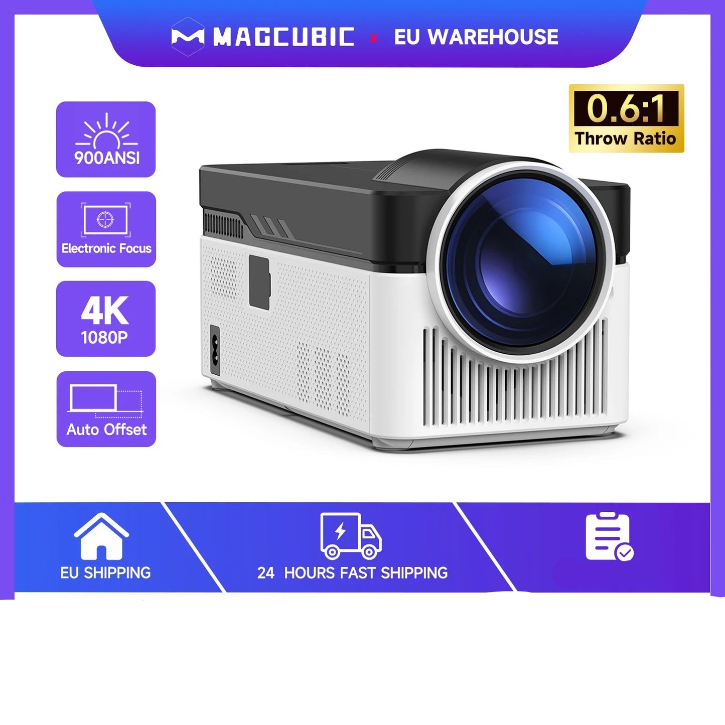 Magcubic HY450 – Ultra-Kurzdistanz-Projektor mit 900 ANSI, 8K-Support & Auto-Offset